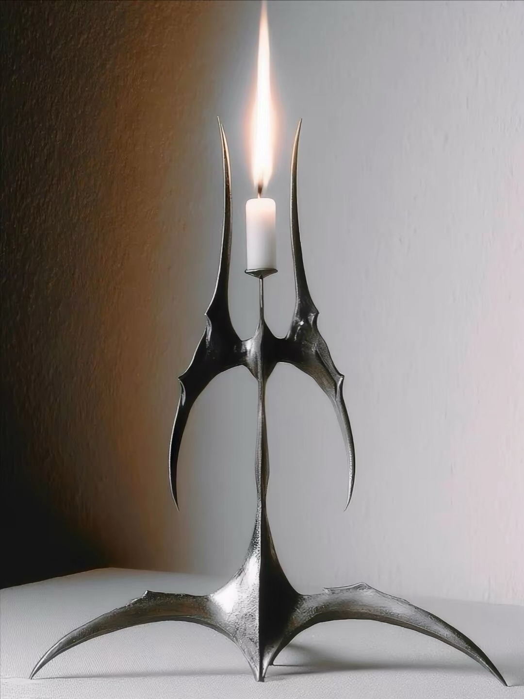 “Cold Edge Netherflame” Gothic-style angular candlestick / @thunder_kizz @holy.greatz