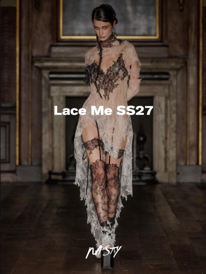 Lace Me / SS27 Frayed edges, exposed skin, broken patterns. A material loaded with centuries of femininity, pushed into